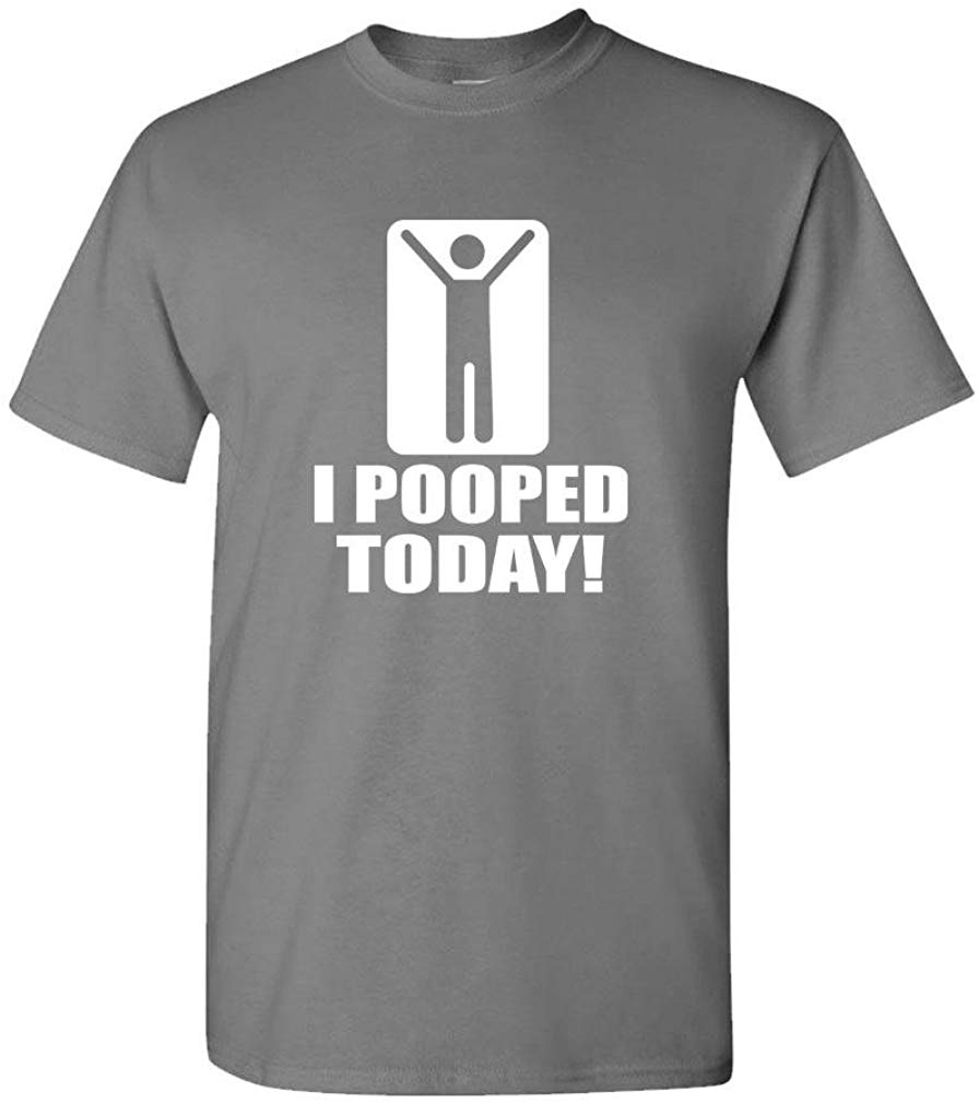 I Pooped Today! Funny Joke Gag Gift Mens Cotton T-Shirt gray