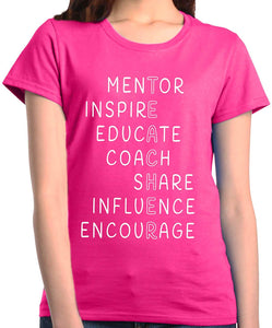 Inspirational Teacher Women's Teacher Appreciation Day T-Shirt Pink